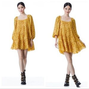 Alice + Olivia Rowen Tiered Floral Satin Dress Rome Floral Tuscany